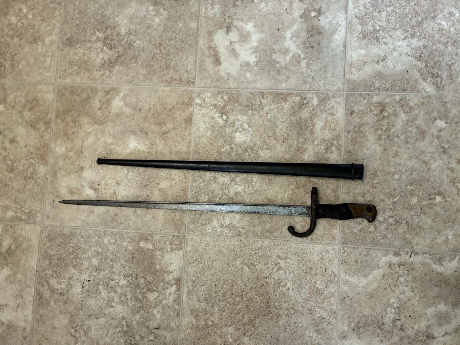 Original French M1874 Gras Rifle Bayonet & Scabbard with Matching Serial #'s -VG