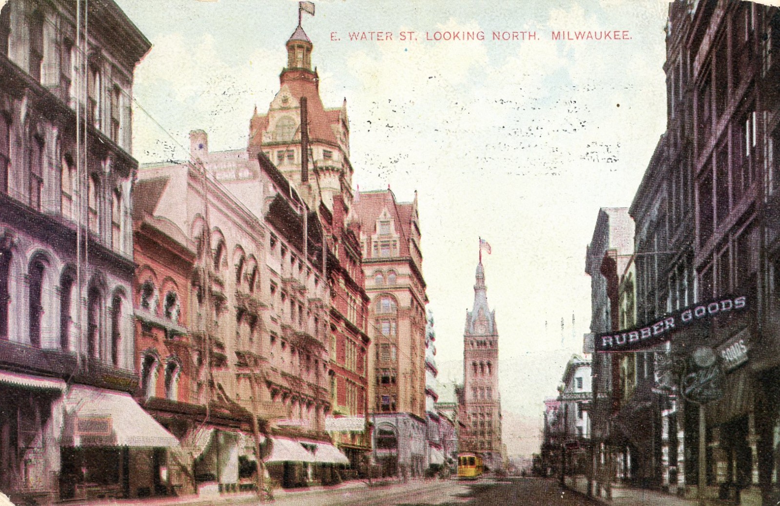 Postcard Early View of East Water Street, looking North, Milwaukee, WI.   K8