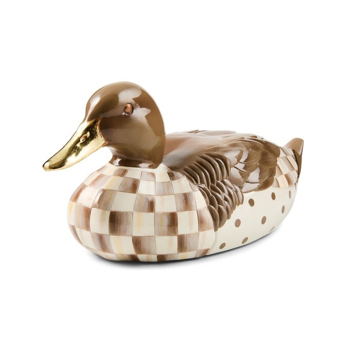 MacKenzie-Childs Mocha Check Mallard Duck Figurine