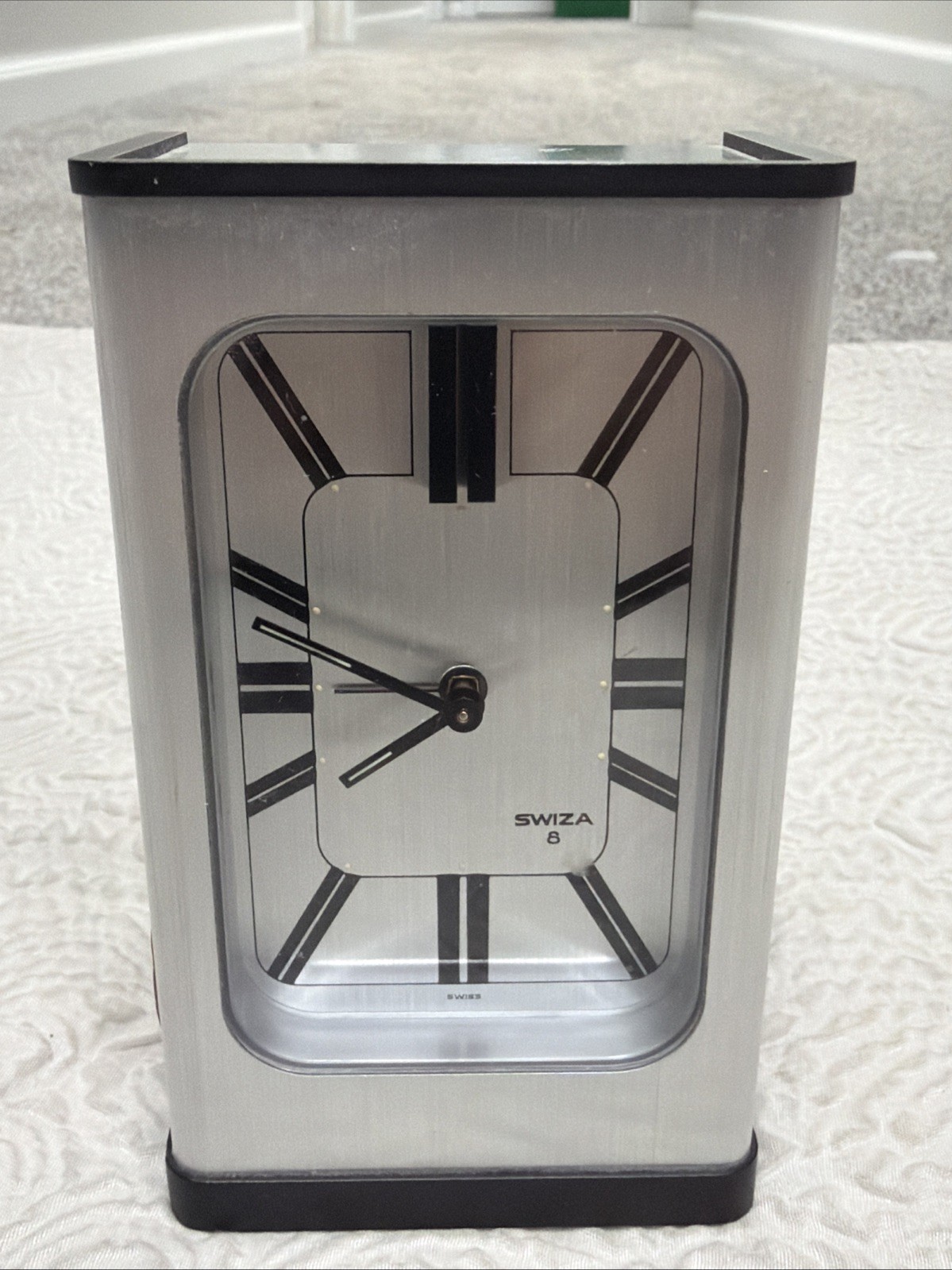 Vintage SWIZA 8 Swiss Made Alarm Mechanical Table Clock