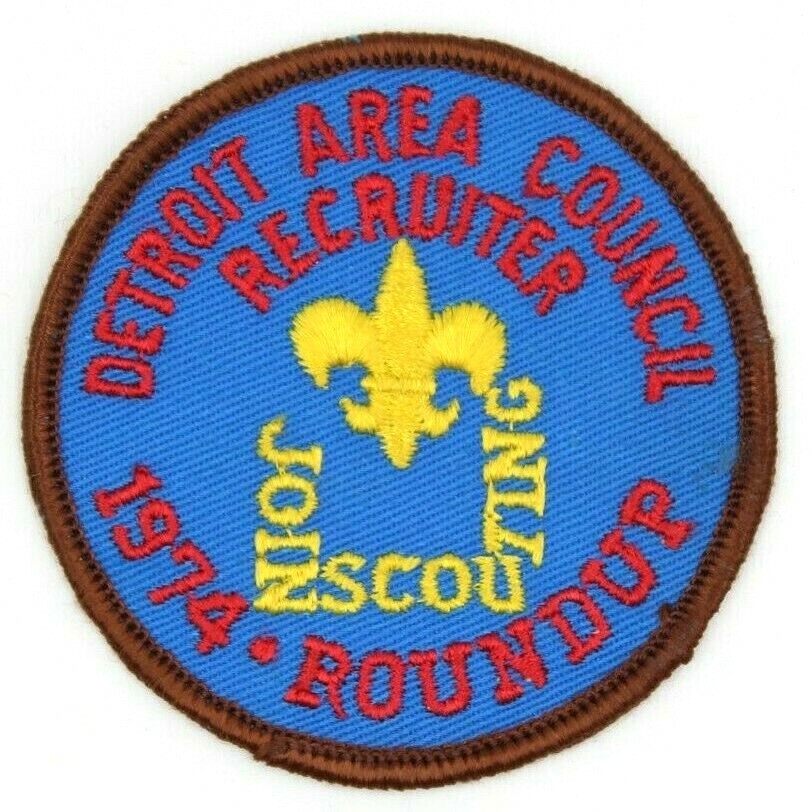 1974 Roundup Recruiter Detroit Area Council Patch Boy Scouts BSA Michigan MI