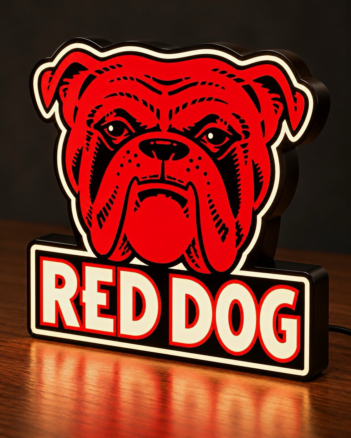 Red Dog Beer Bulldog Retro LED LightBox Display – Vintage 90s Beer Sign 8”