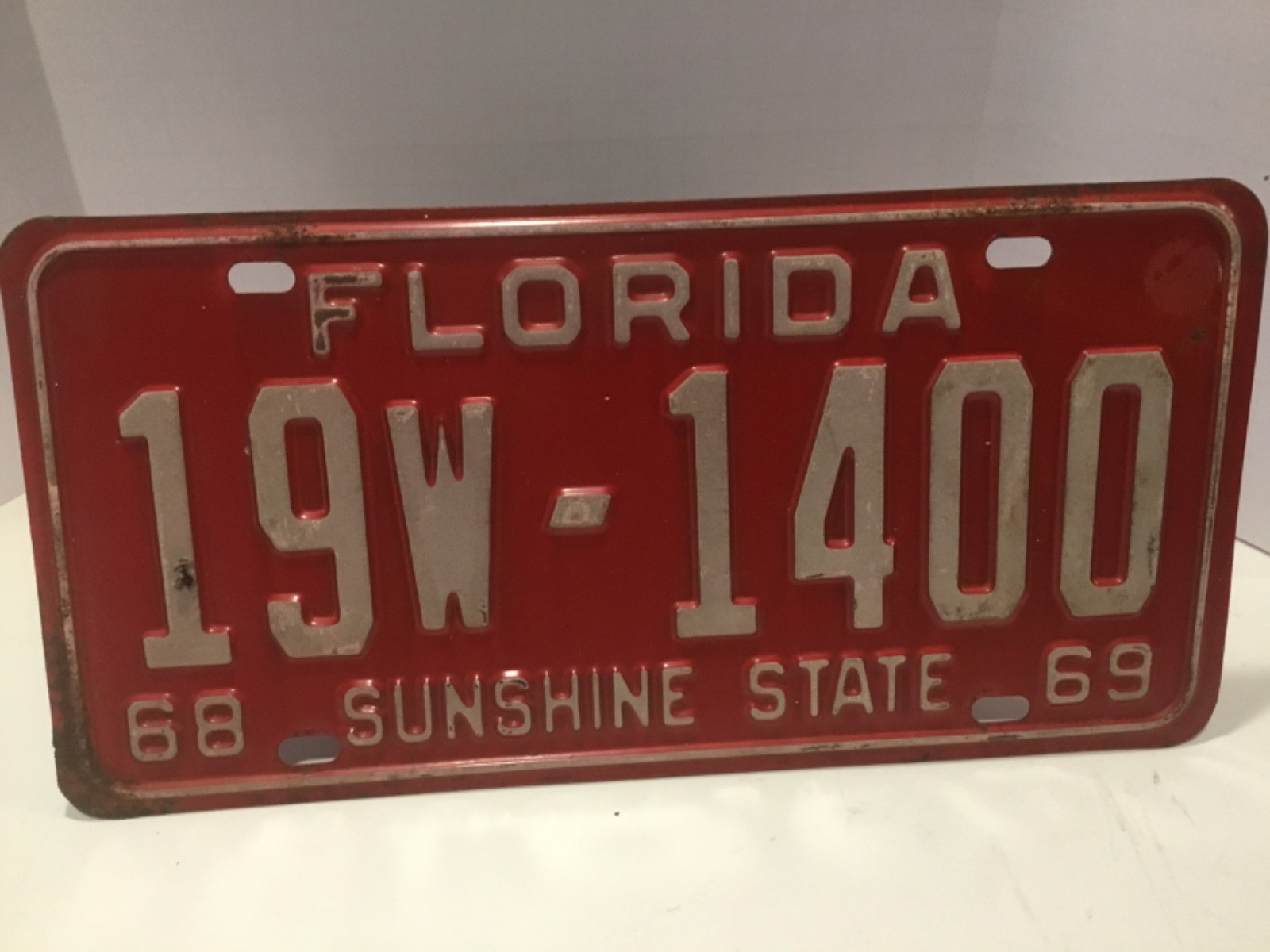 Vintage 1968 1969 Florida Truck License Plate 19W - 1400 Sunshine State 68 69