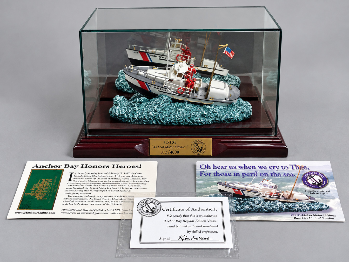 Vintage 1999 Anchor Bay USCG 44 Foot Motor Lifeboat Model 372/4000 COA Box