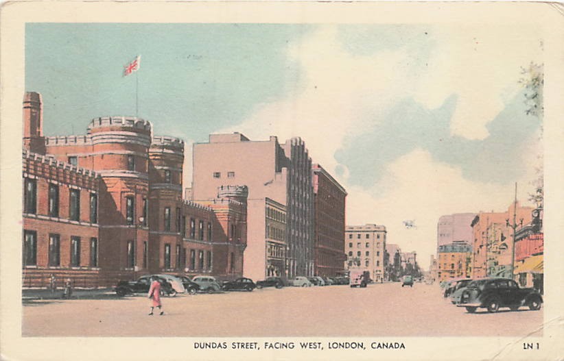 Postcard Canada: Dundas Street Facing West, London, Ontario WB