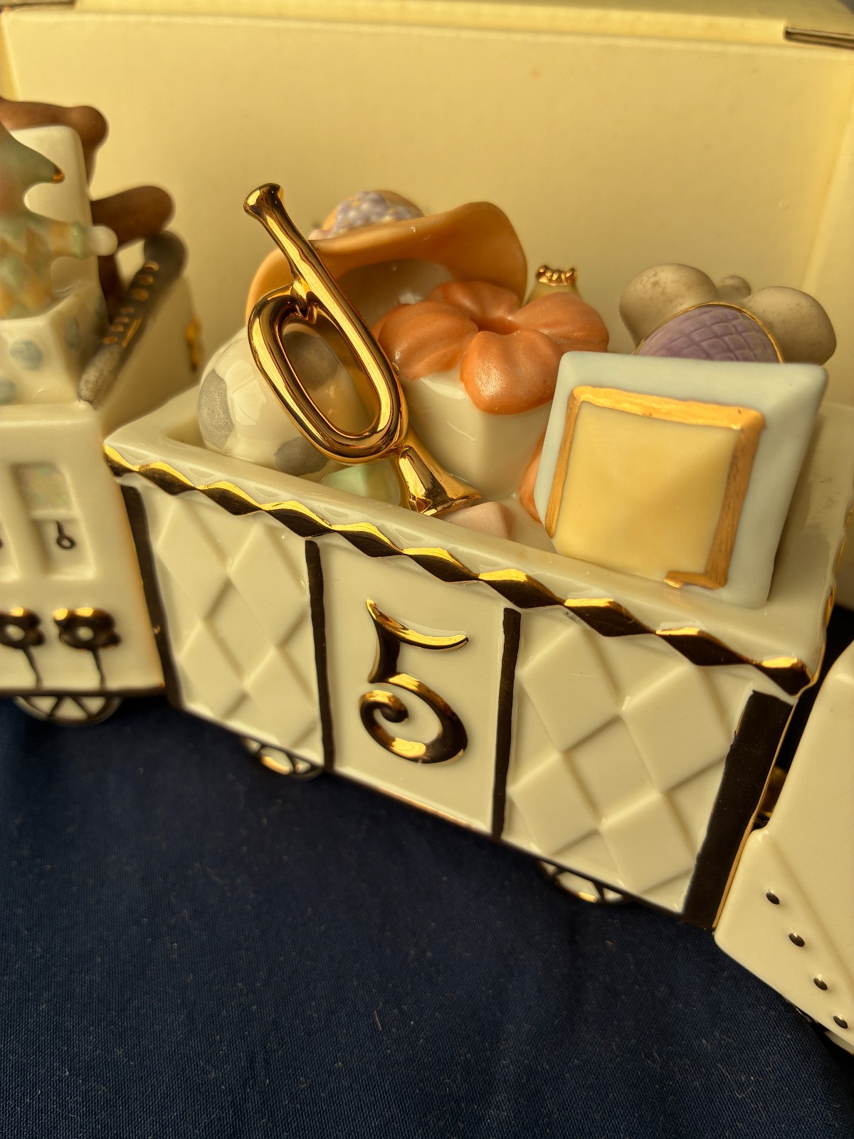 HAPPY BIRTHDAY FUN LOVING FIVE LENOX EXPRESS TRAIN FINE CHINA WITH 24k TRIM