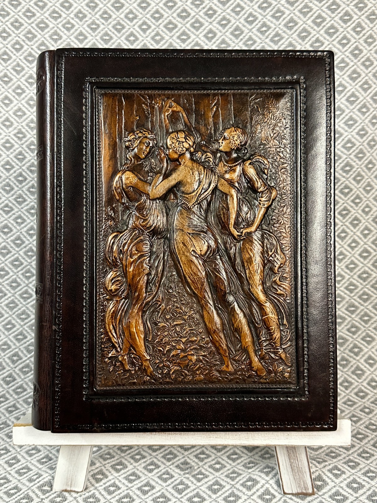 The Three Graces Spellbook   Hand Tooled Italian Leather