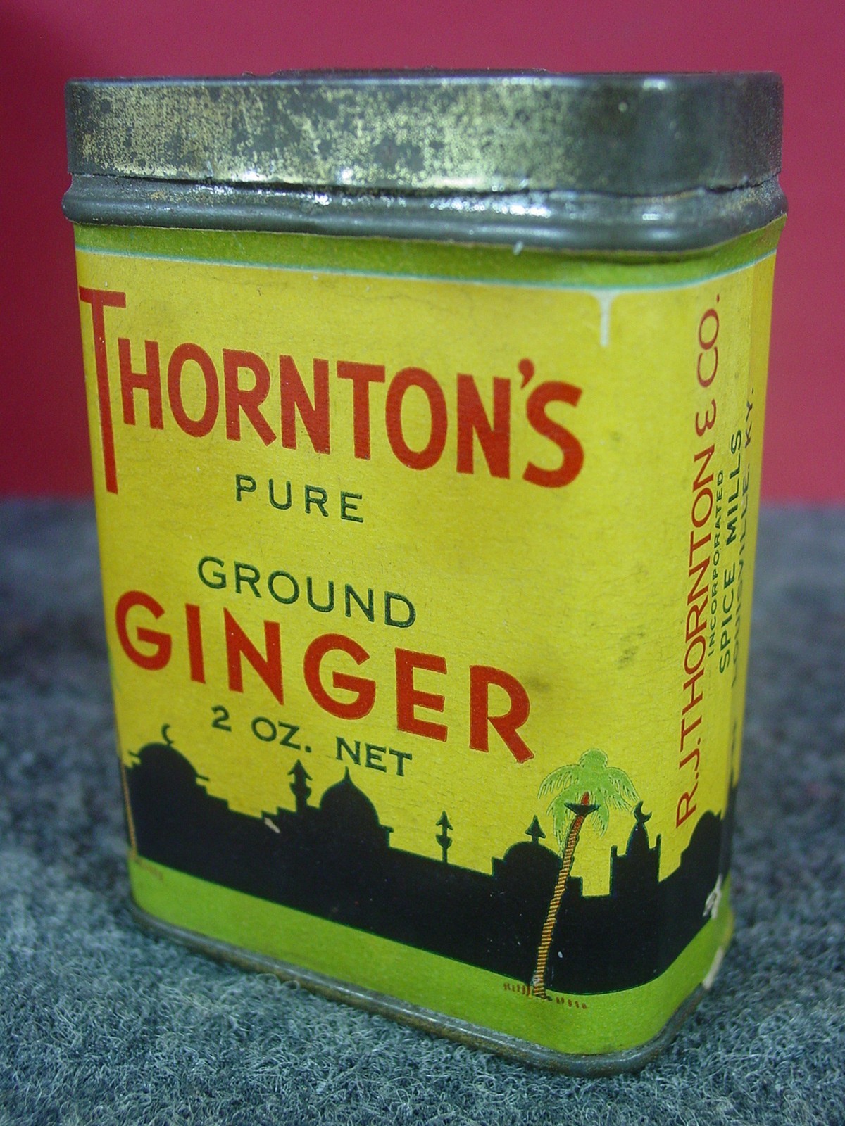 Thornton\'s Pure Ground Ginger, Louisville  Kentucky, 2 Oz. Spice Tin Can