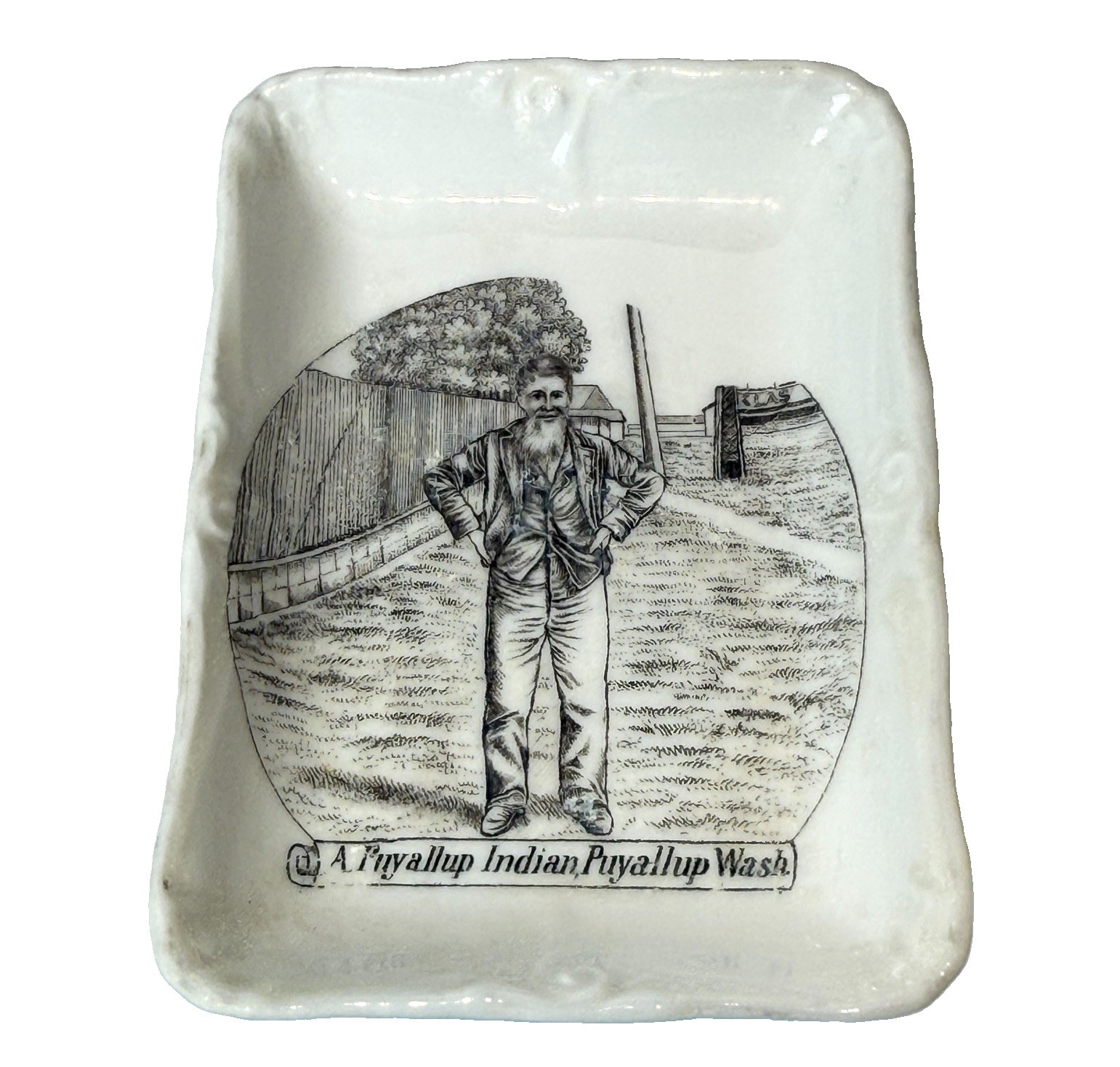 PUYALLUP WA WASHINGTON Antique PUYALLUP INDIAN Souvenir TRINKET DISH ASHTRAY