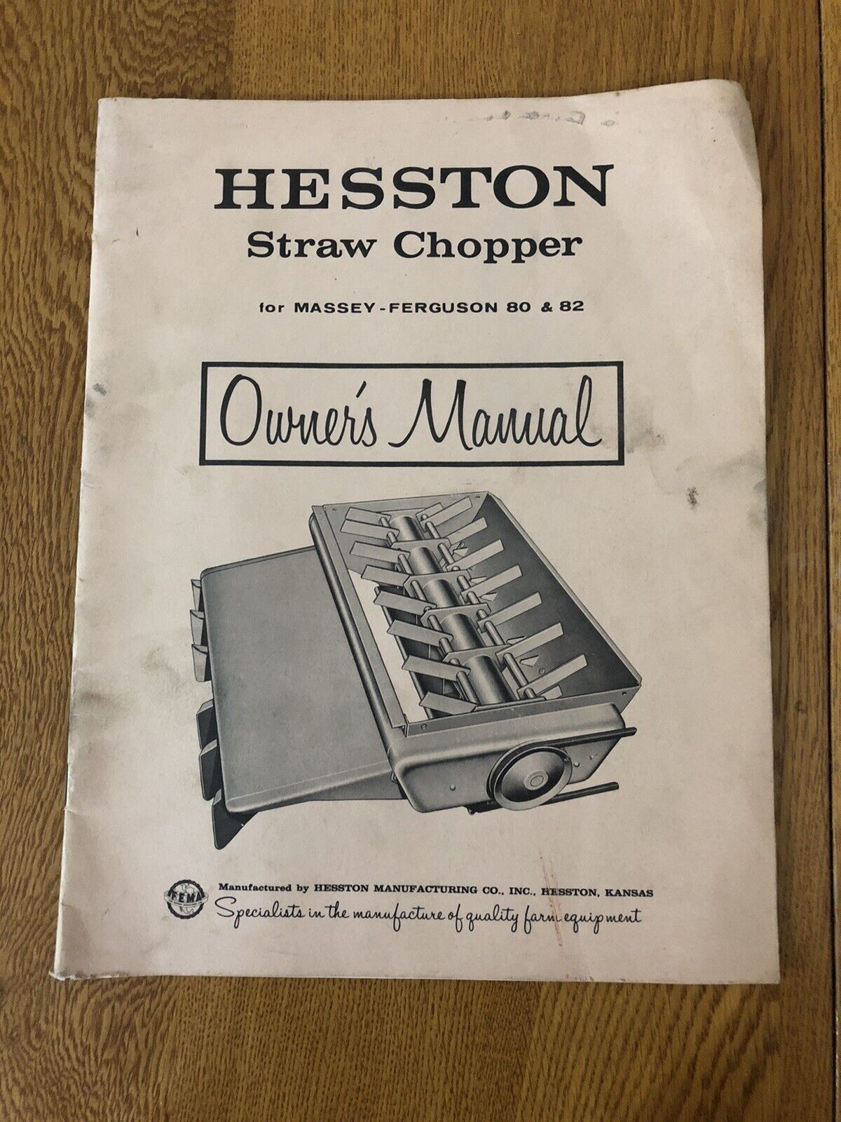 Vintage 1960 Hesston Straw Chopper For Massey-Ferguson 80 & 82 Manual Hesston KS