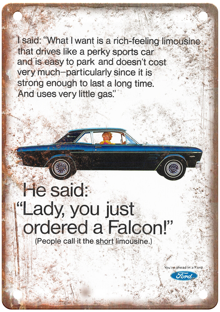 Vintage 1967 Ford Falcon Futura Sports Coupe Ad Retro Look Metal Sign A7689