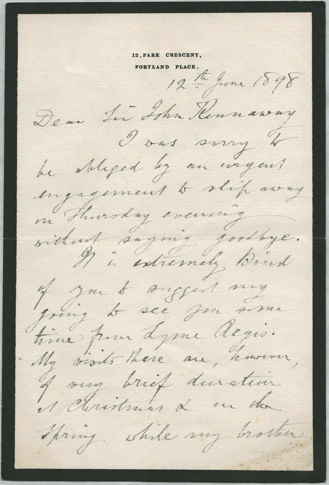 JOSEPH LISTER - AUTOGRAPH LETTER SIGNED 06/12/1898