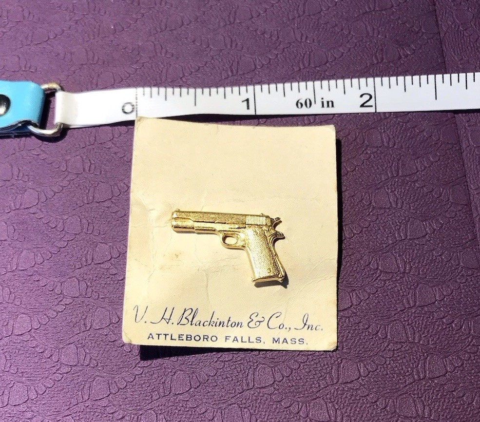 Vintage V. H. Blackinton & Co. Pistol Hat/ Lapel Pin Uniform Insignia Screw Back