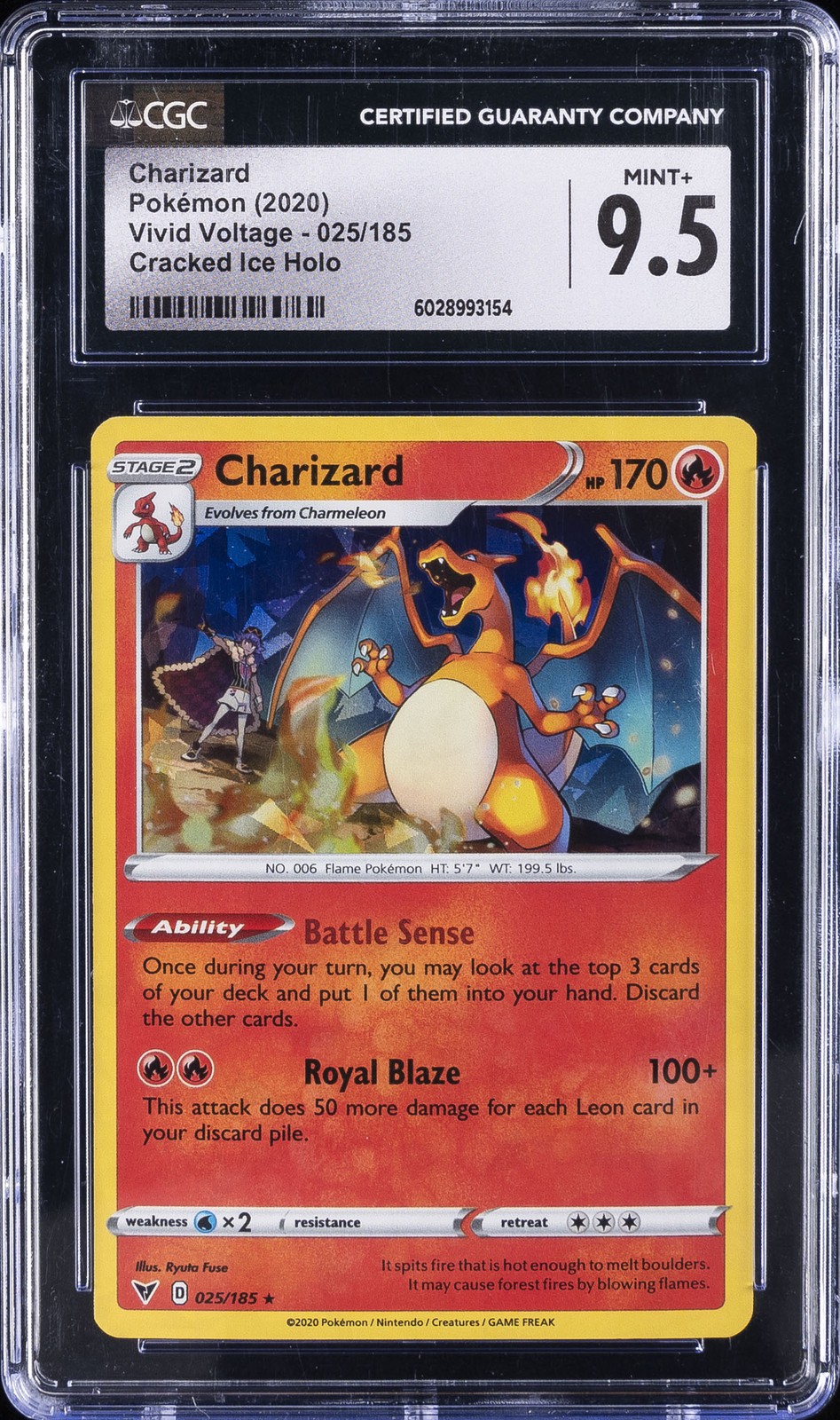 2020 POKEMON VIVID VOLTAGE CRACKED ICE HOLO #025 CHARIZARD CGC 9.5