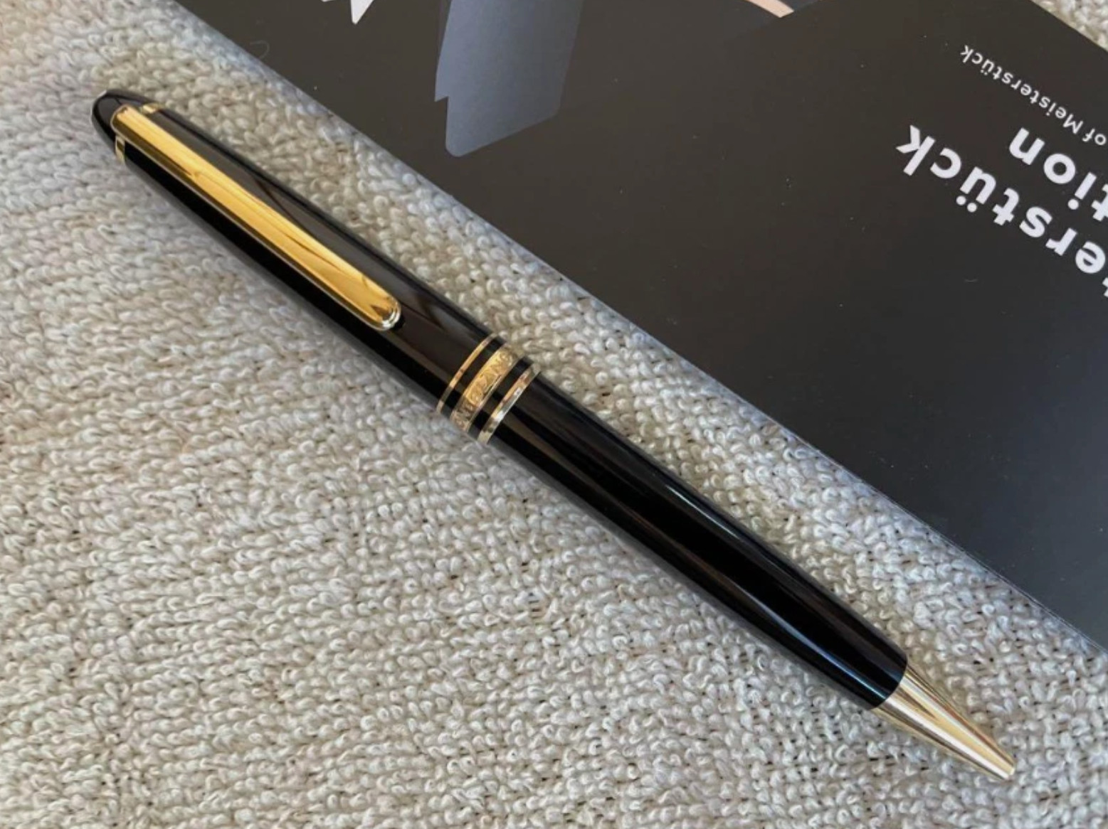 🏷HOT 🖋 Montblanc Meisterstück 164 Black Gold Ballpoint Pen Luxury New Gift Box