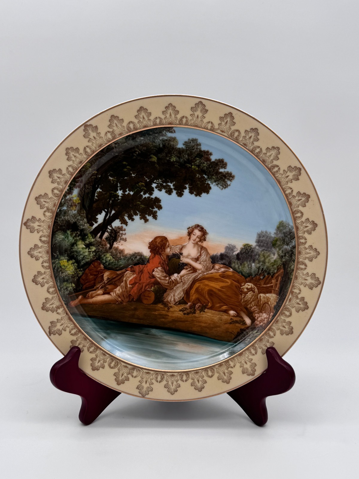 Vintage French 10 Porcelain Plate – F. Boucher Courting Scene Sevres Style