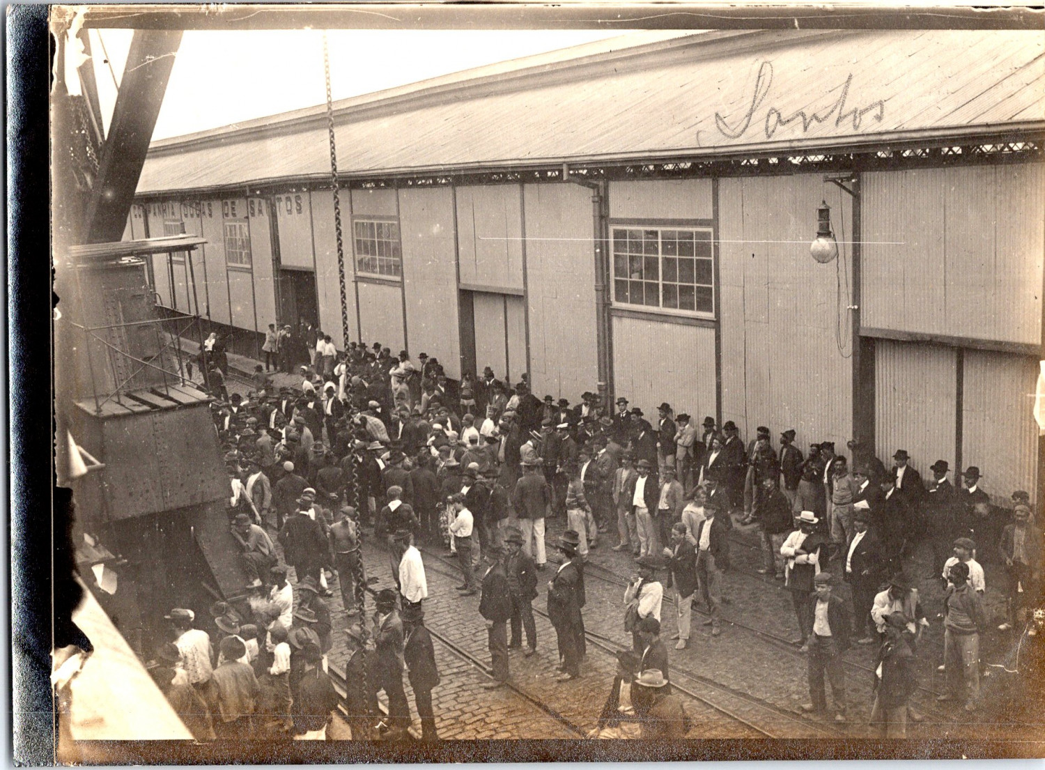 Brazil, Santos, View of'a Landing Pier, Vintage Print, circa 1910 Print came