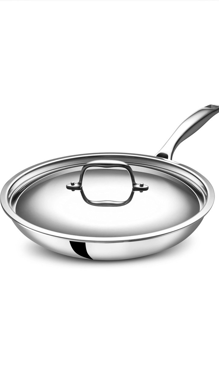 LEGEND COOKWARE 5-Ply Stainless 12 Inch Frying Pan + Lid, Steel