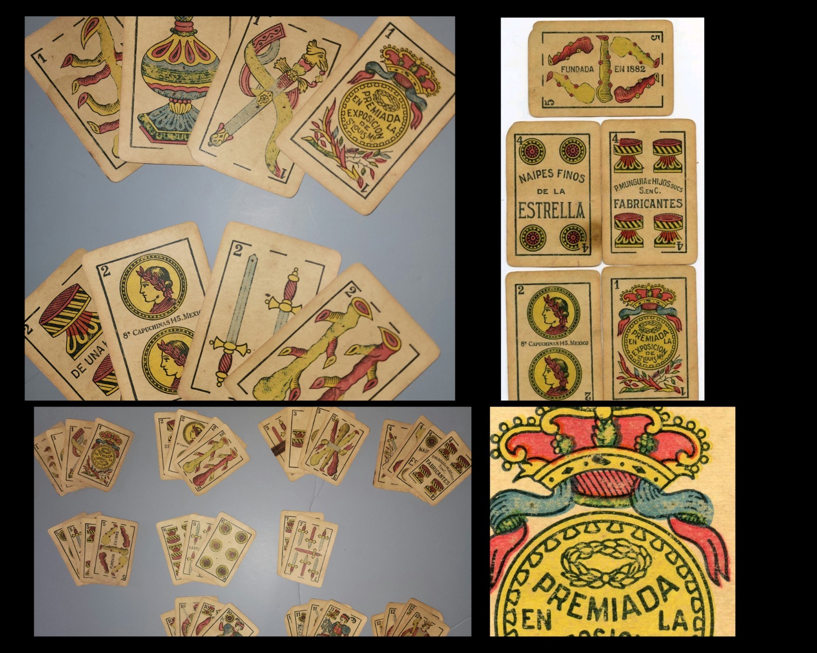 original antique 1882 spanish munguia estrella mexico 37 tarot playing cards