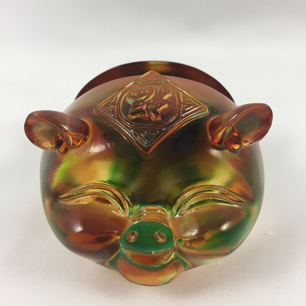 Liuli Crystal Glass Lucky Pig business card holder Ornament – Feng Shui Home Dec