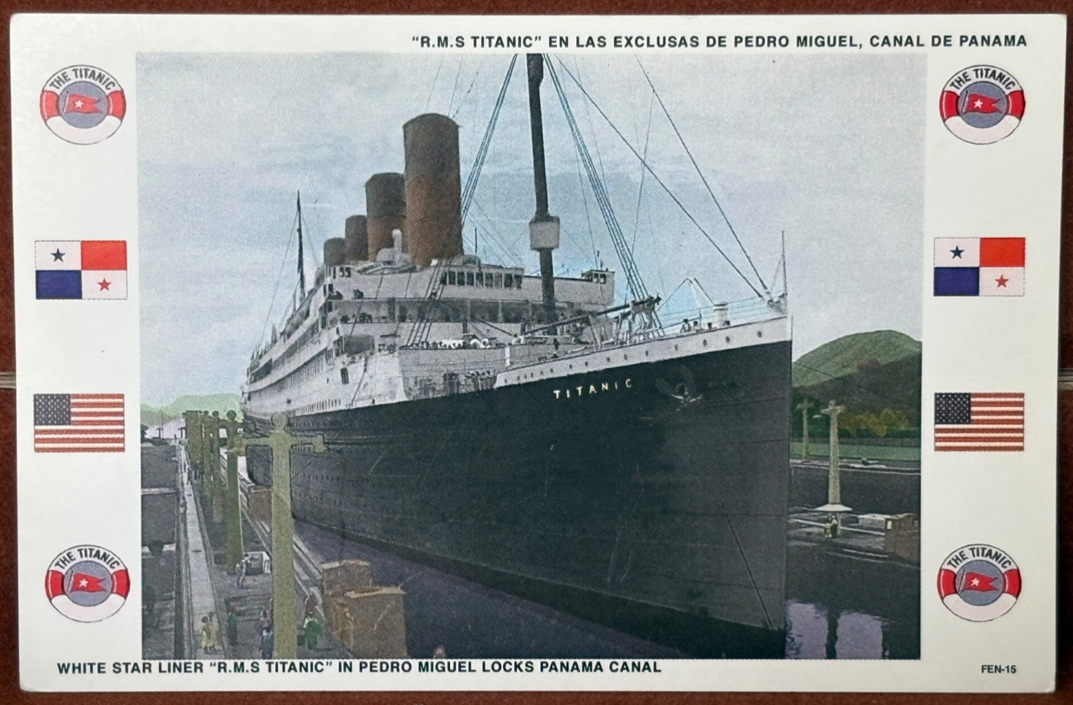 RMS Titanic Panama Canal Pedro Miguel Locks Fantasy Postcard Fennessy FEN-15 Art