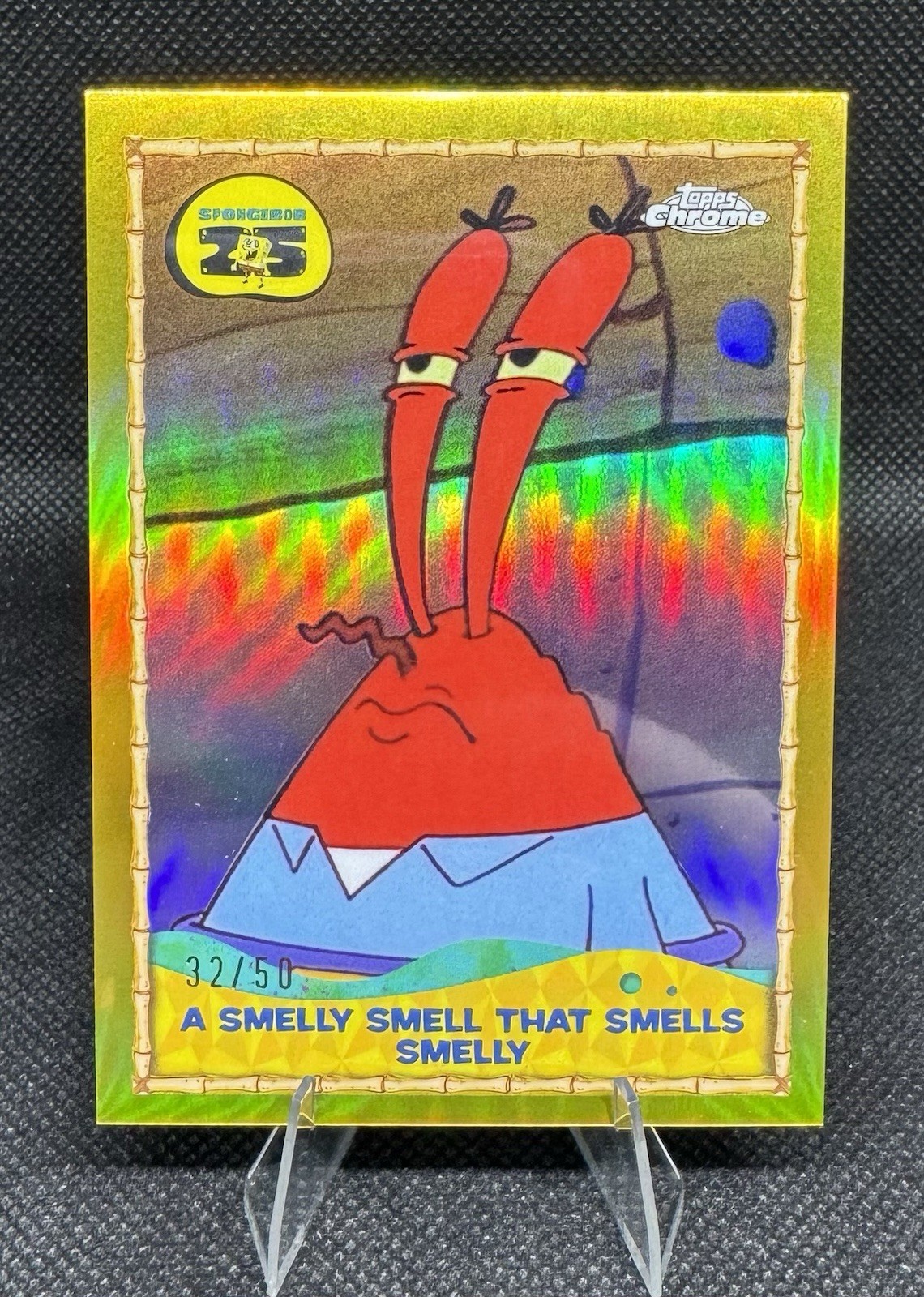 2025 Topps Chrome SpongeBob A Smelly Smell That Smells Smelly Gold Refractor /50