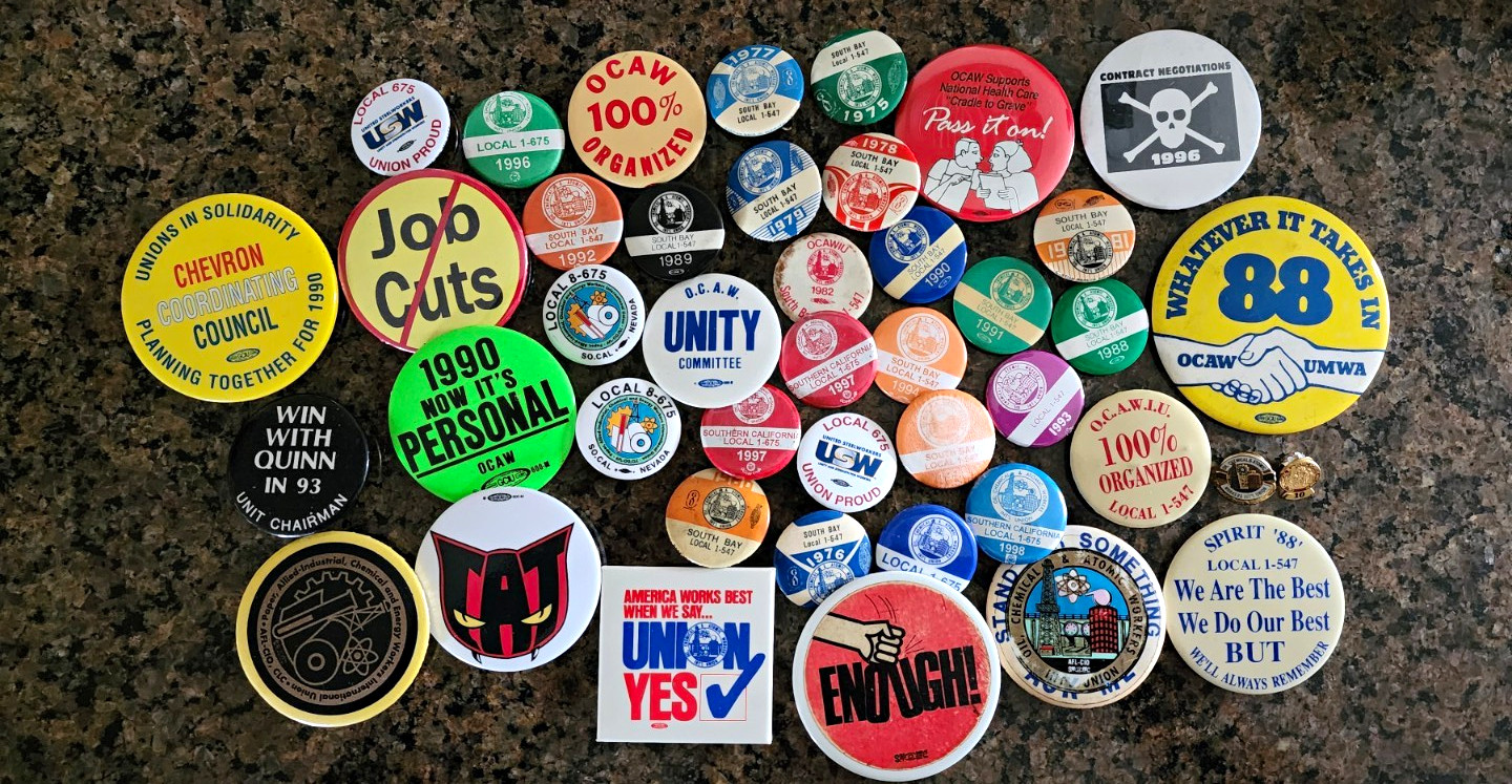 Vintage Oil, Chemical & Atomic Workers (OCAW/USW) Union Pinback Button Lot Of 43
