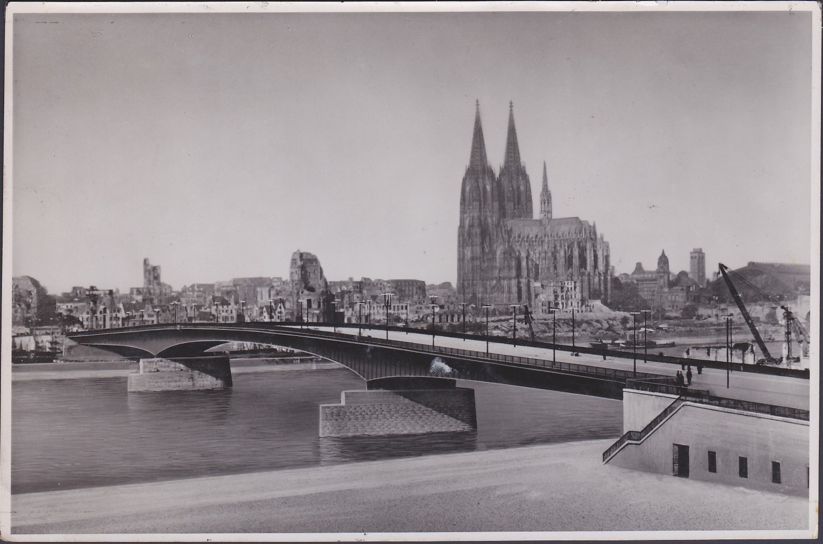 Vintage 1949 Max Wette Köln Germany Photo Deutzer Brücke & Cathedral Stamped