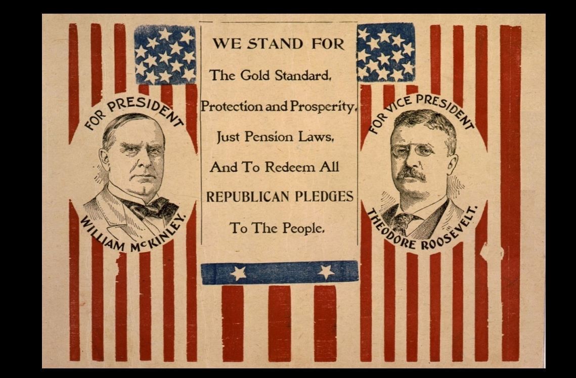 1900 Teddy Roosevelt Campaign Sign PHOTO William McKinley Republican President