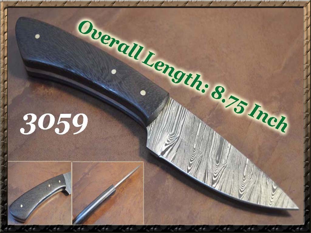 Custom Handmade Damascus Steel 8.75 Inch Hunting / Skinner Knife -Wood Handle