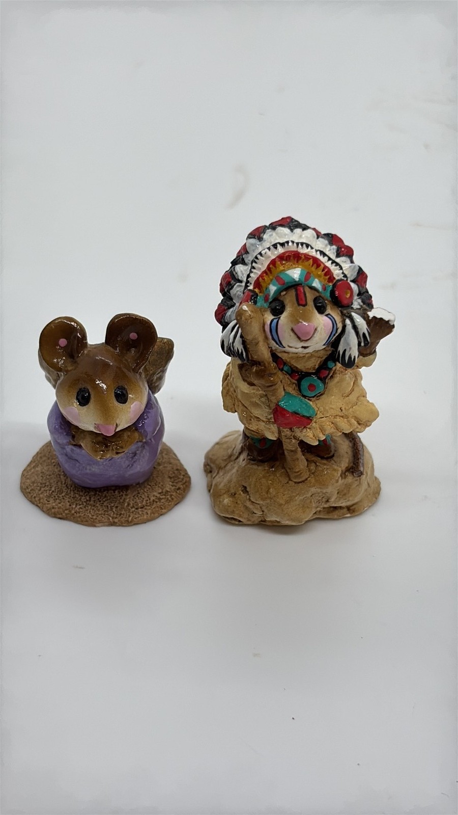 Vintage 1983 Annette Petersen Wee Forest Folk Style Mouse Figurines Set of 2