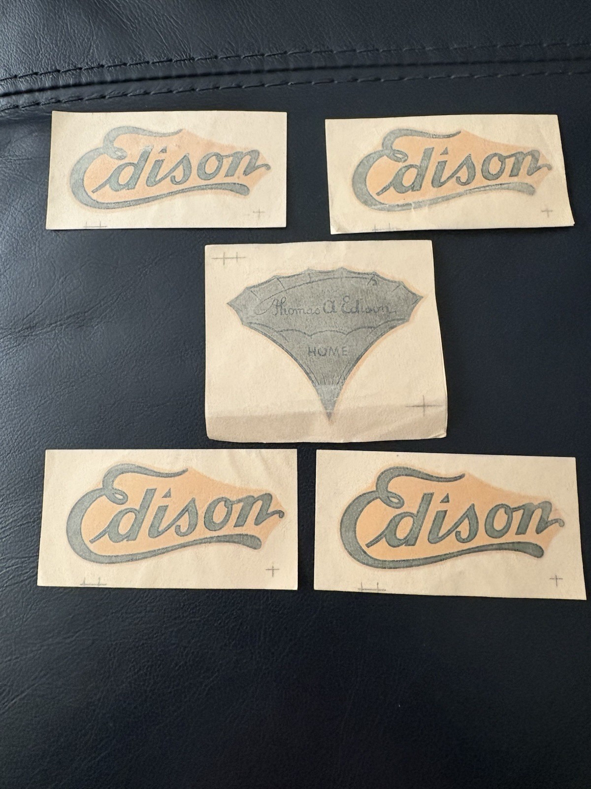 (5) Vtg. Antique Borden Water Slide Stickers Edison Phonograph 
