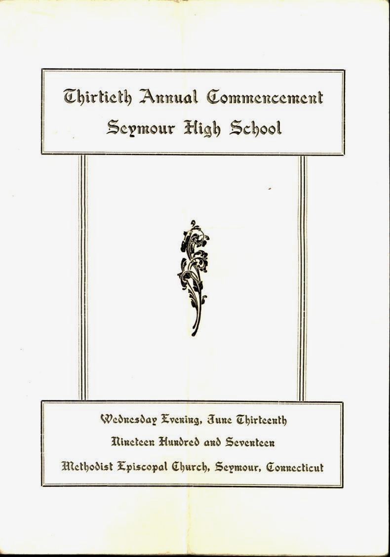 SEYMOUR CT~HIGH SCHOOL 1917 COMMENCEMENT PROGRAM + CONCORDIA RECEPTION DANCE TIK
