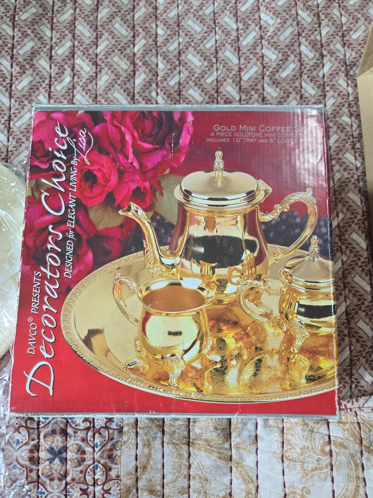 Vintage Davco Decorators Choice Goldtone Mini Coffee Set /Gorgeous New 4 piece 