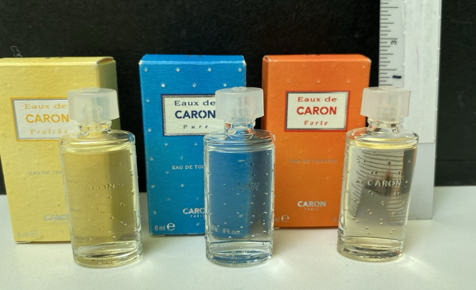 VTG MINI LOT CARON EAUX DE CARON Pure,Forte, Fraiche 3x0.20 oz EDTs COLLECTIBLE