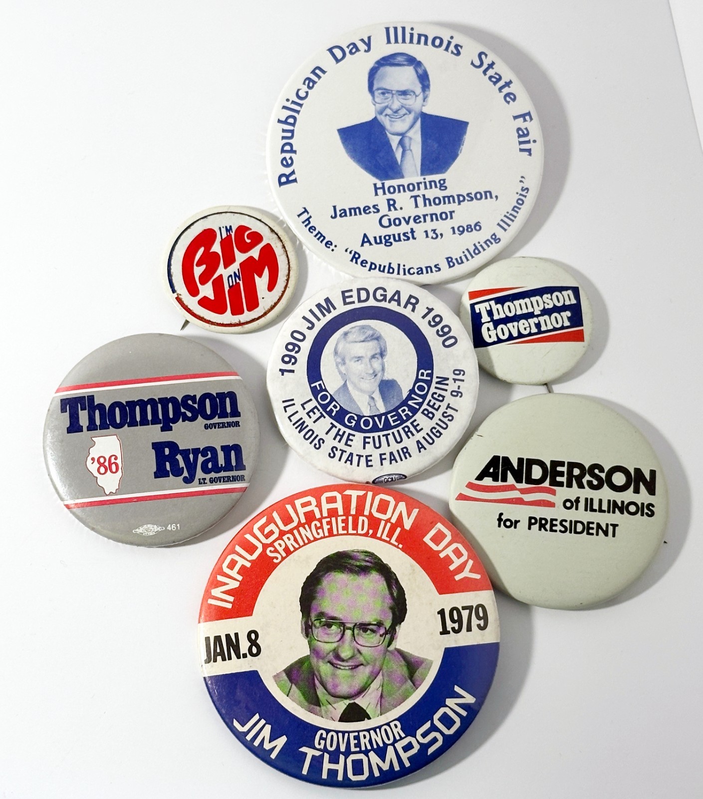Illinois Political Button Lot J Thompson Edgar Ryan Anderson Governor President