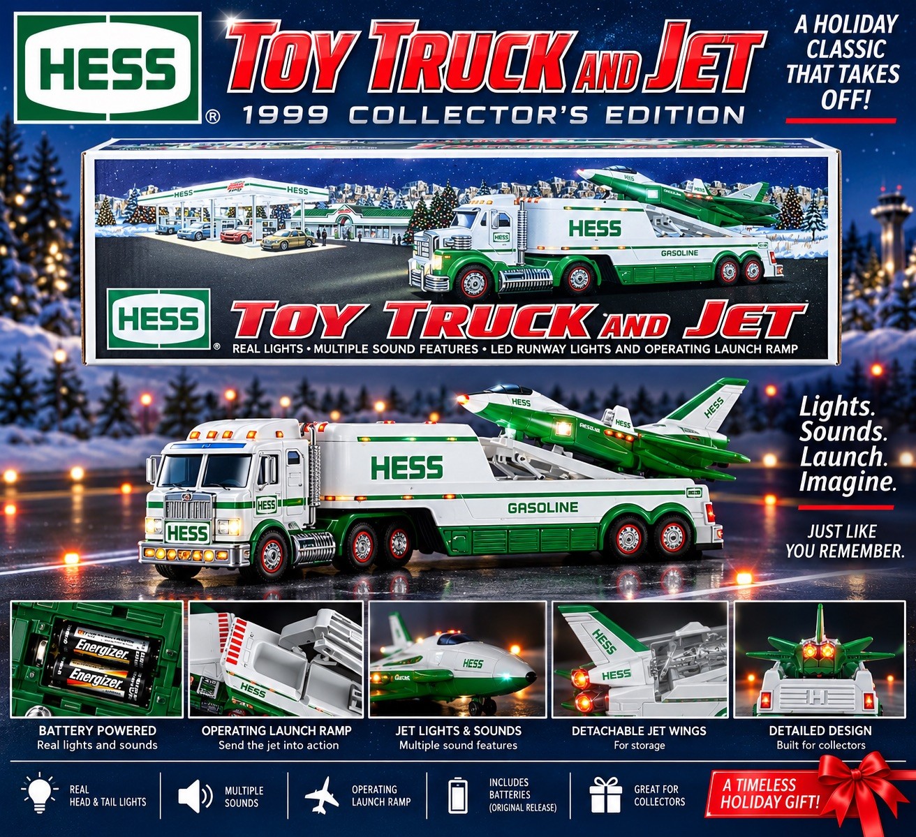 2010 Hess Toy Truck & Jet Original Box Lights Sounds Launch Ramp Collectible