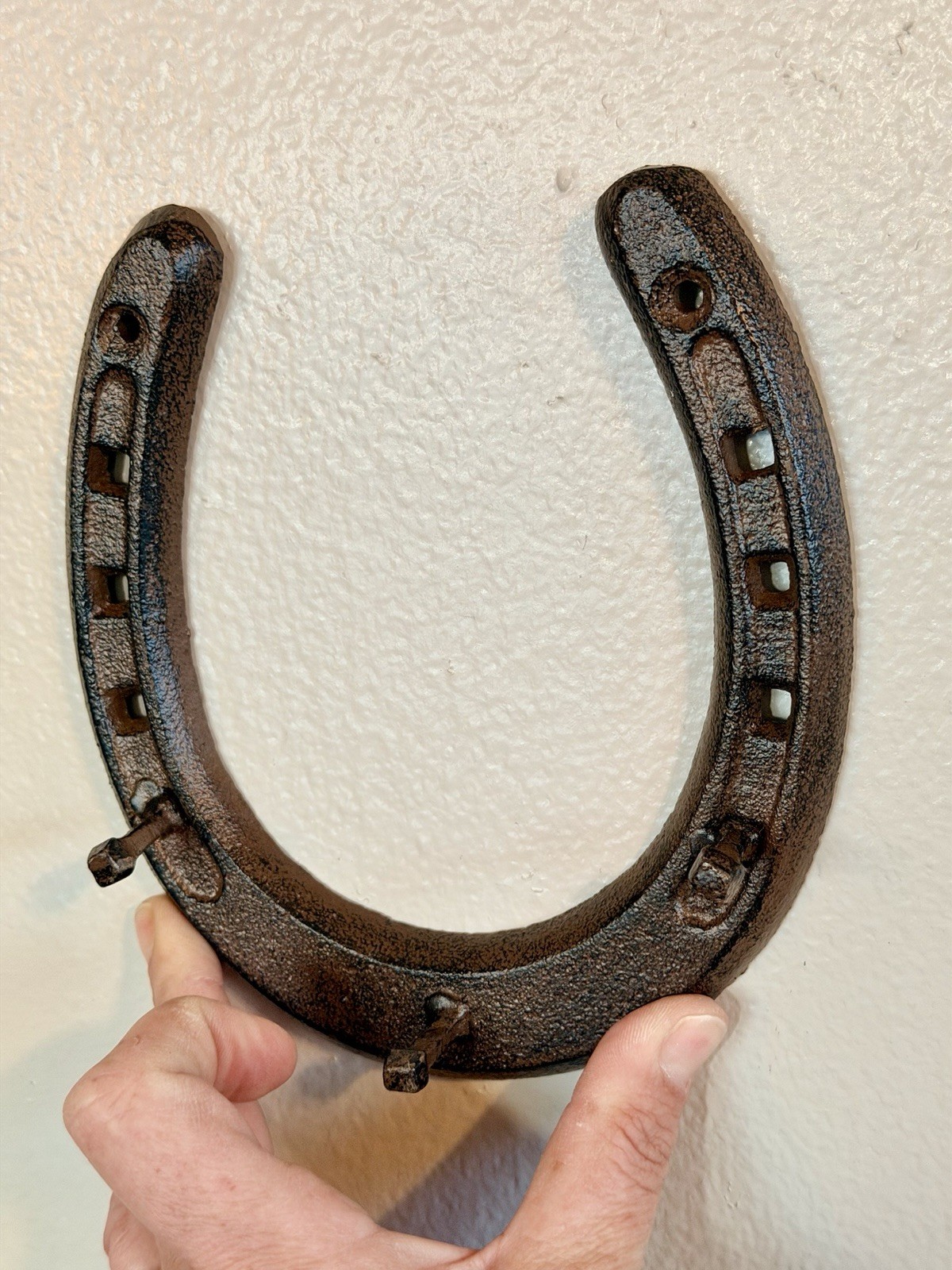 Cast Iron Horse Shoe Wall Hanging w/3 Hooks 6\