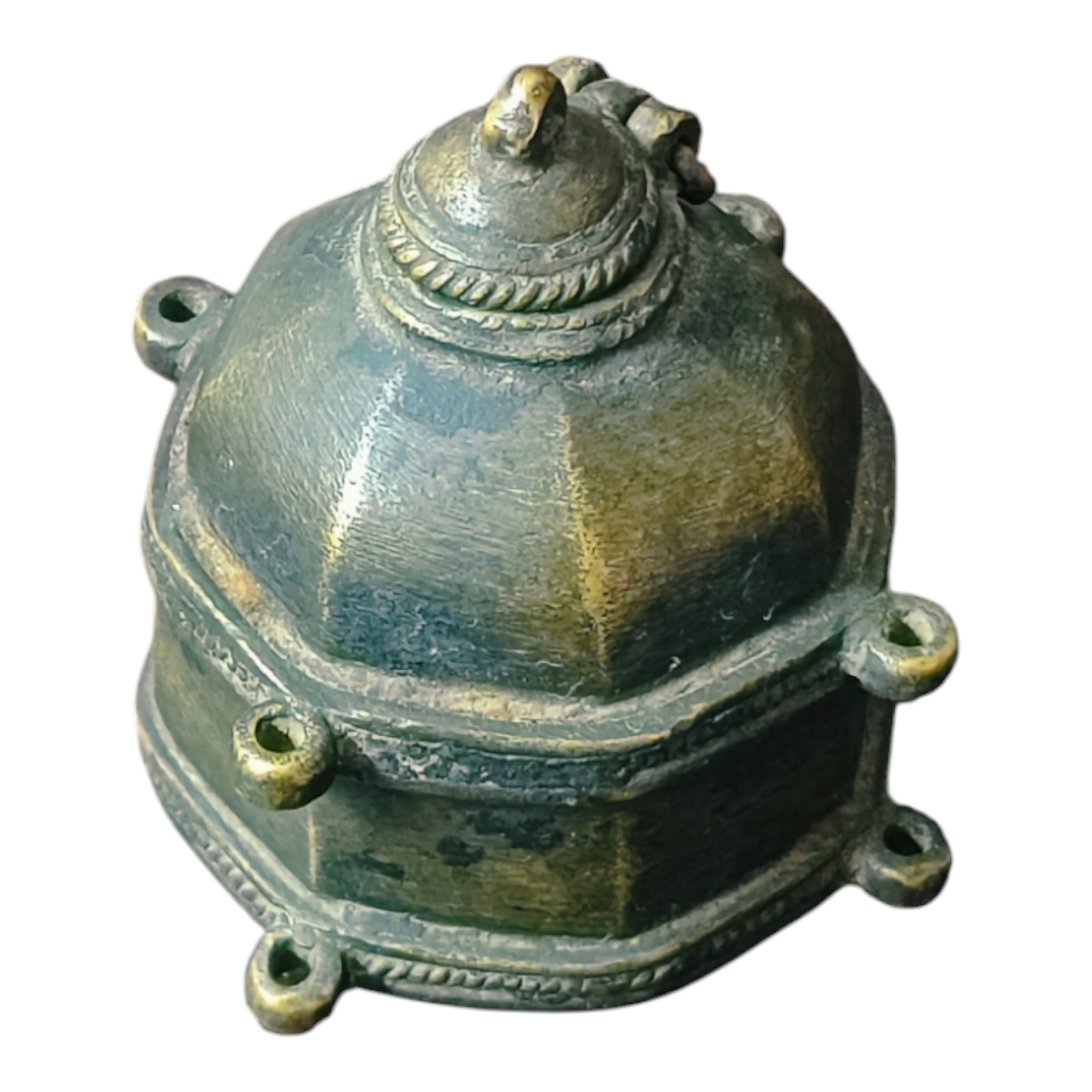 1850's Antique Handcrafted Brass Unique Shape Inkpot , Old Collectible