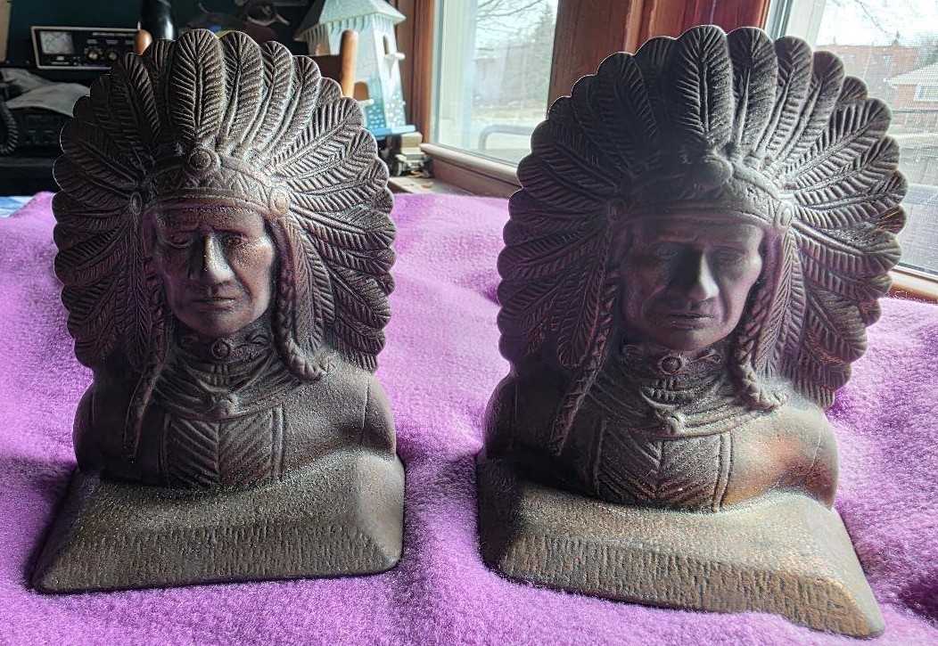 Antique Verona Indian Chief Door Stop/Bookends