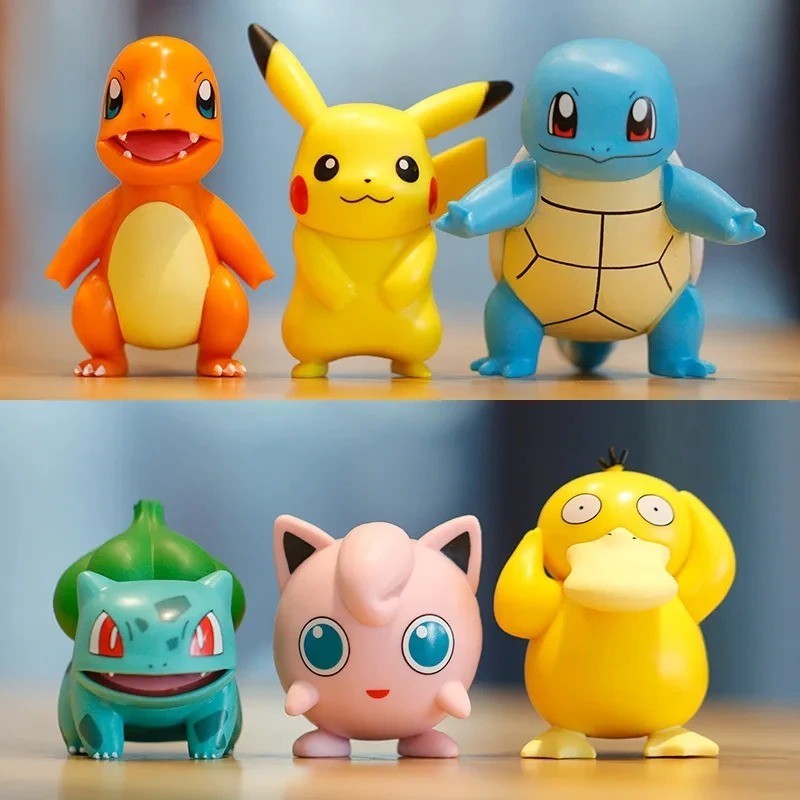 Pokemon Anime Figures Pikachu Charmander Squirtle Psyduck Bulbasaur Jigglypuff T