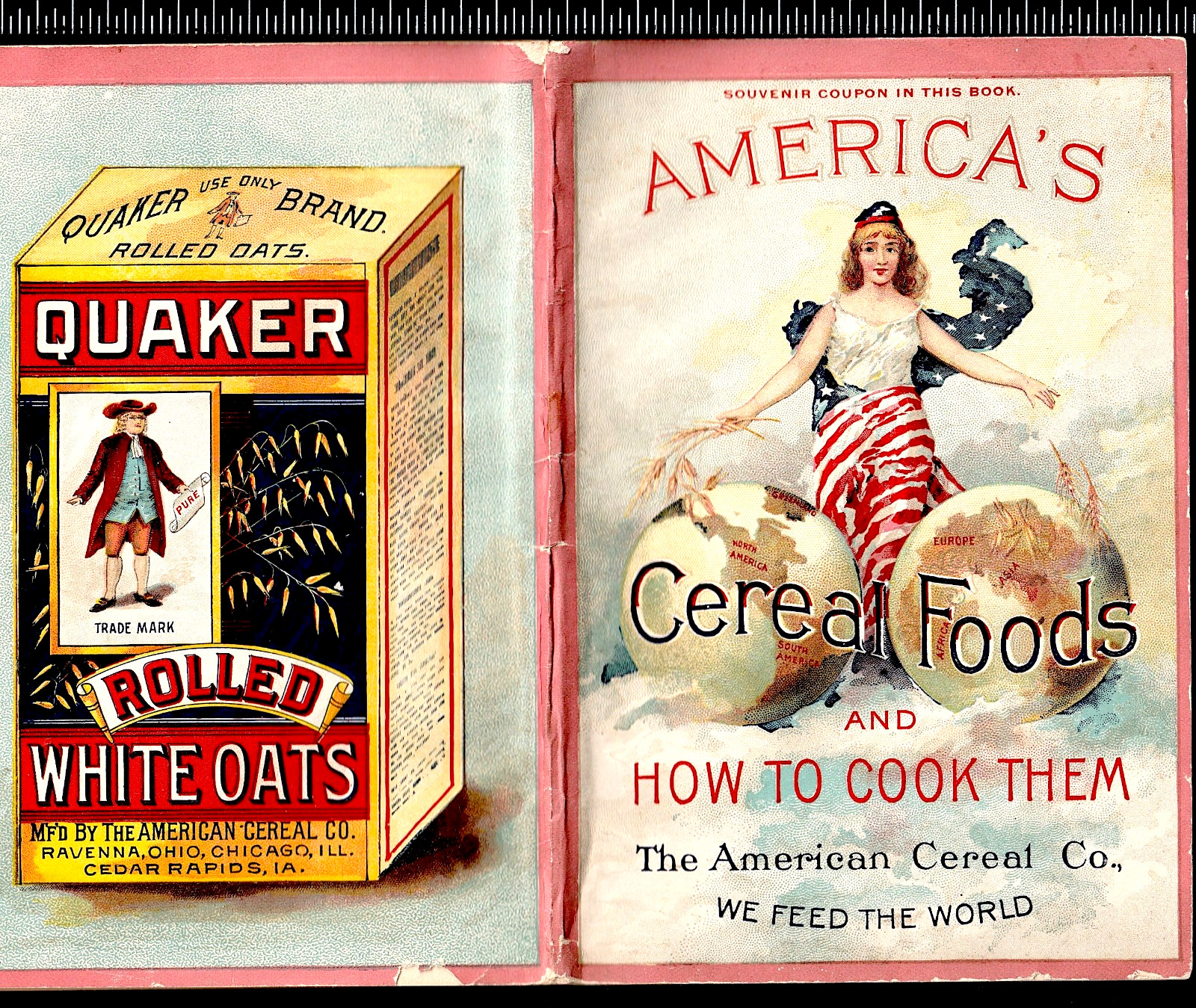 1893 Chicago Worlds Fair Quaker Oats American Cereal Souvenir Coupon Book j.US