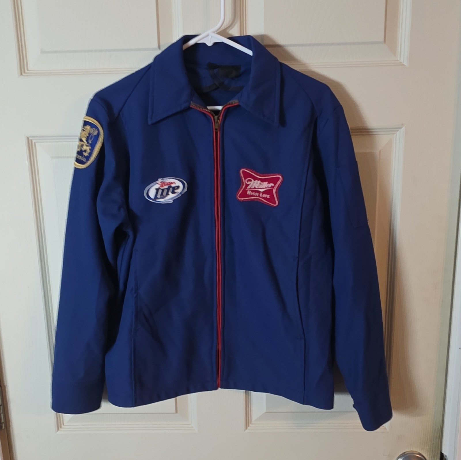 Vtg 70s Miller Brewing Co Jacket High Life Lite Lowenbrau Patch Unitog Workwear