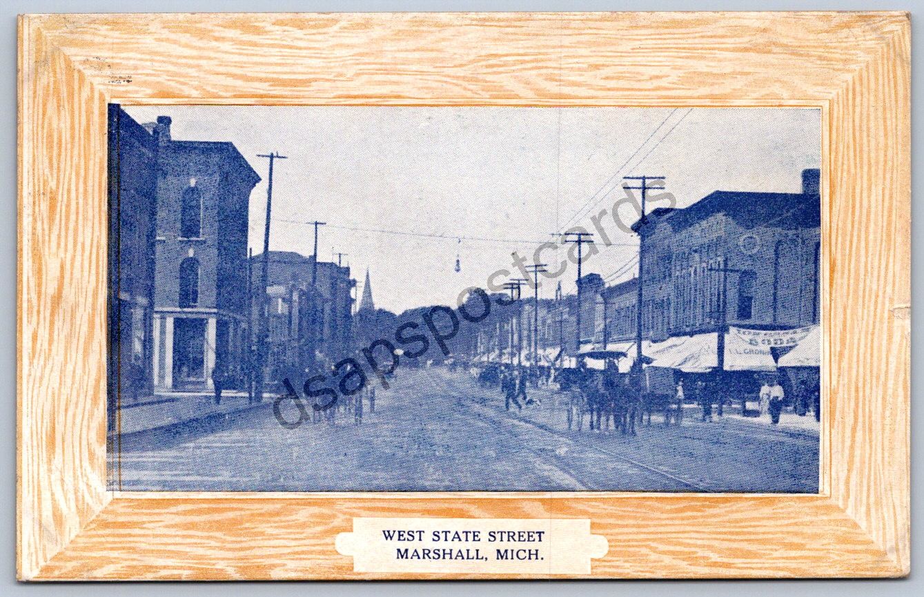 K50/ Marshall Michigan Postcard c1910 West State Street Stores 350