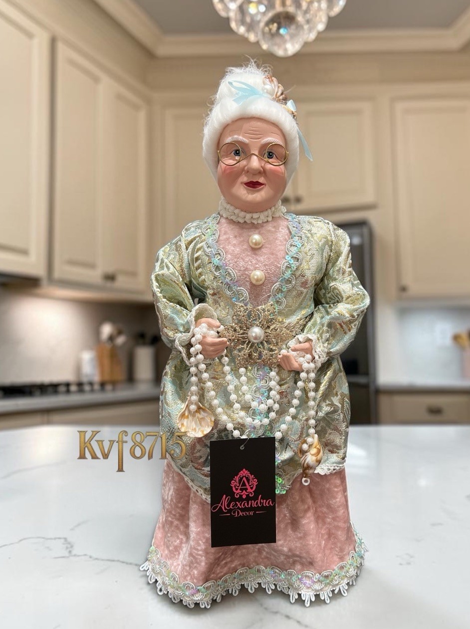 18“ Mrs. Santa Claus Beach Sea Shells Christmas Pink Blue Dress Figurine New