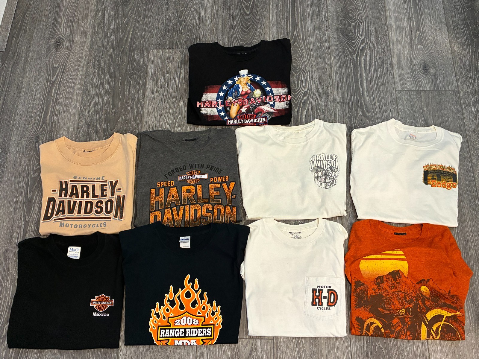 Vintage/Modern Harley Davidson Motorcycles T Shirts Lot Of 9 Size Medium & Large