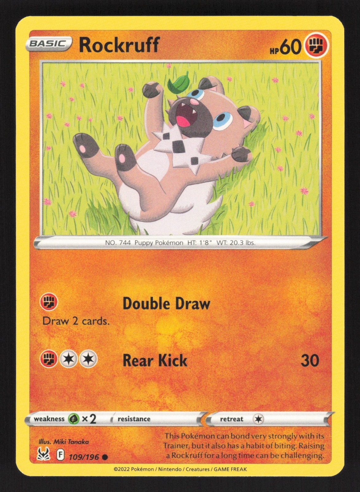 English NM Rockruff 109/196 SWSH11 Pokemon SWSH11: Lost Origin
