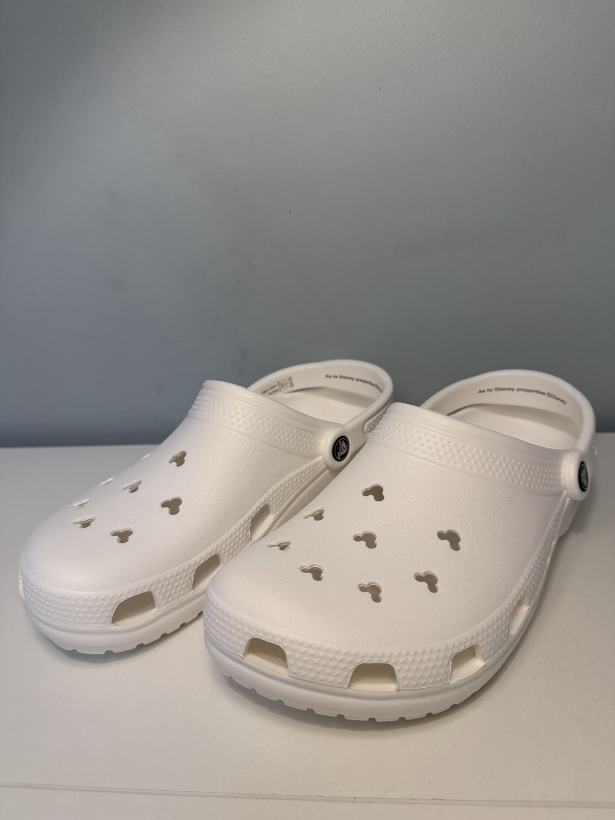 2025 Disney Parks Mickey Mouse Ears White Adult Clogs Crocs Size M9/W11 - NWOT