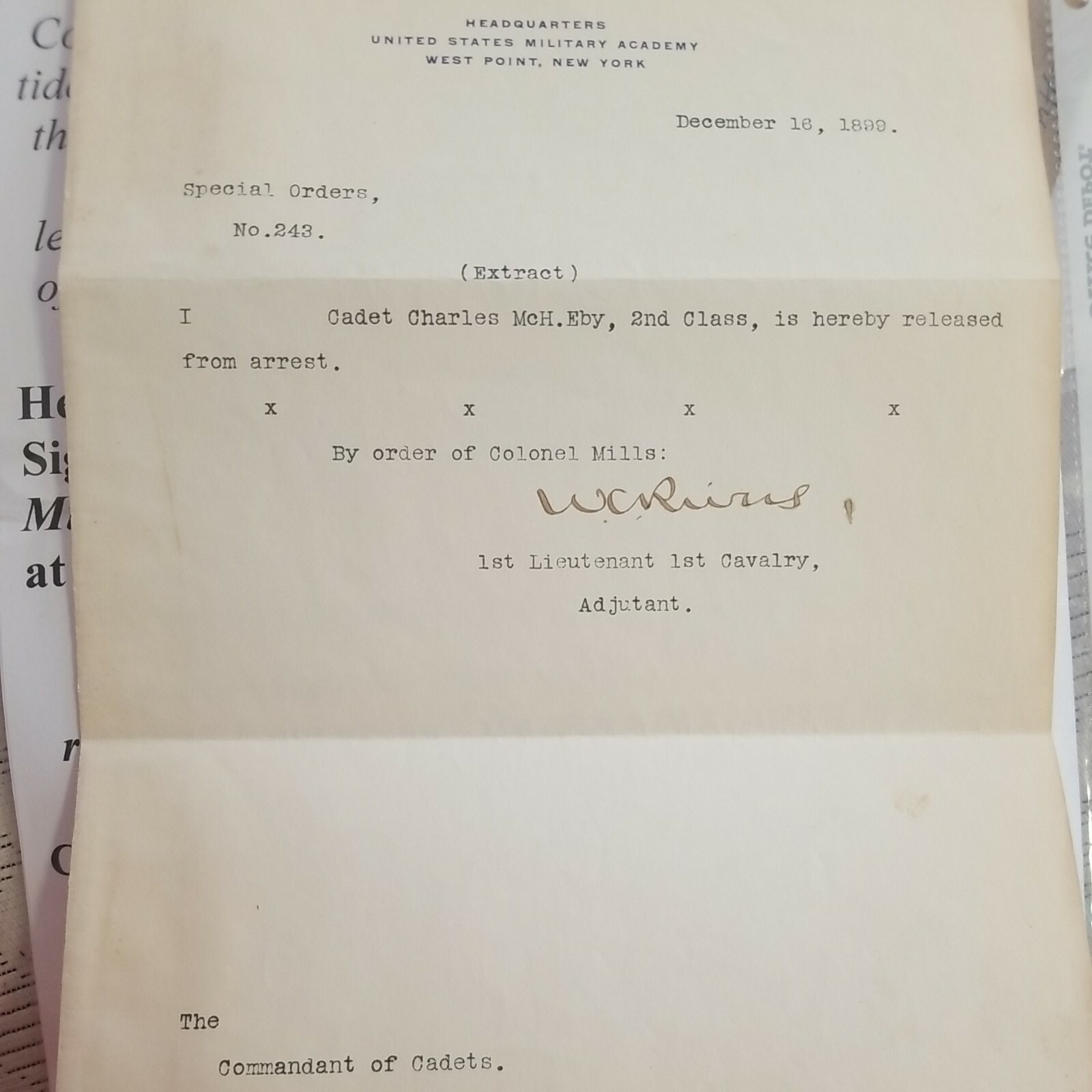 2x SIGNED Maj General 1899  Indian Sioux & Spanish American WWI Wars USMA Orders
