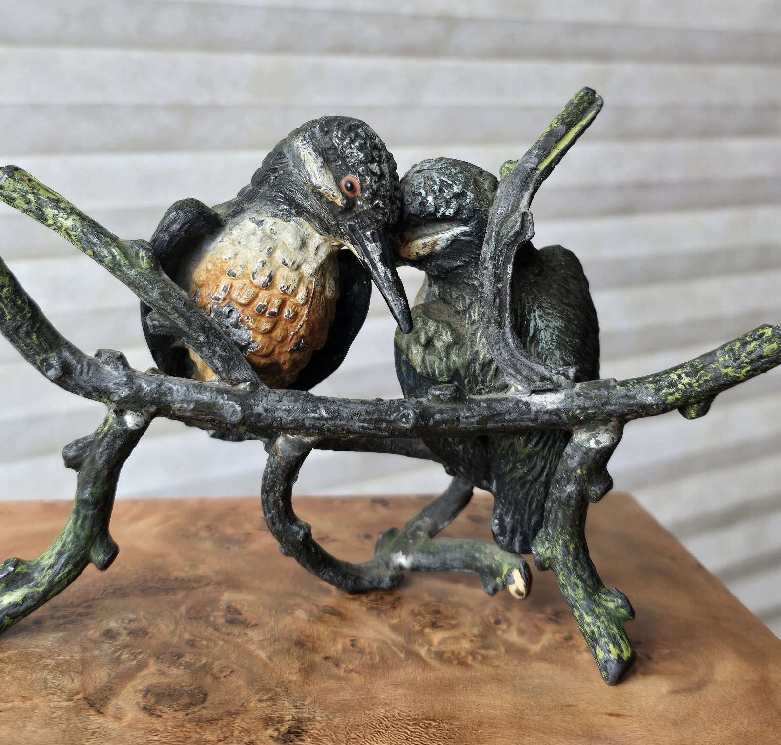 Old Austrian, Cold Painted Bronze Kingfishers Figure - Possibly Franz Bergman 